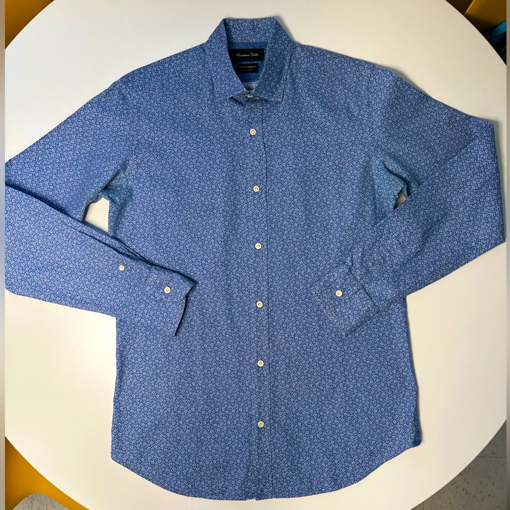 Massimo Dutti flowered blue shirt